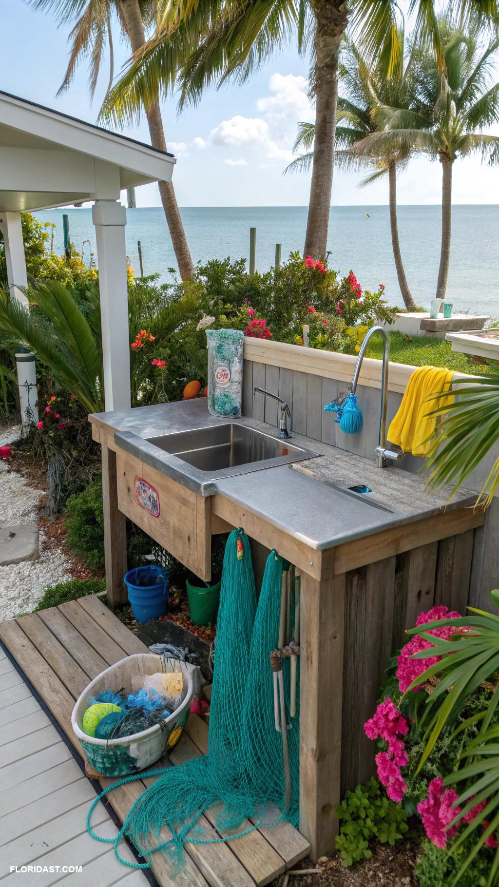 beach house backyard Fish cleaning station for fresh catch