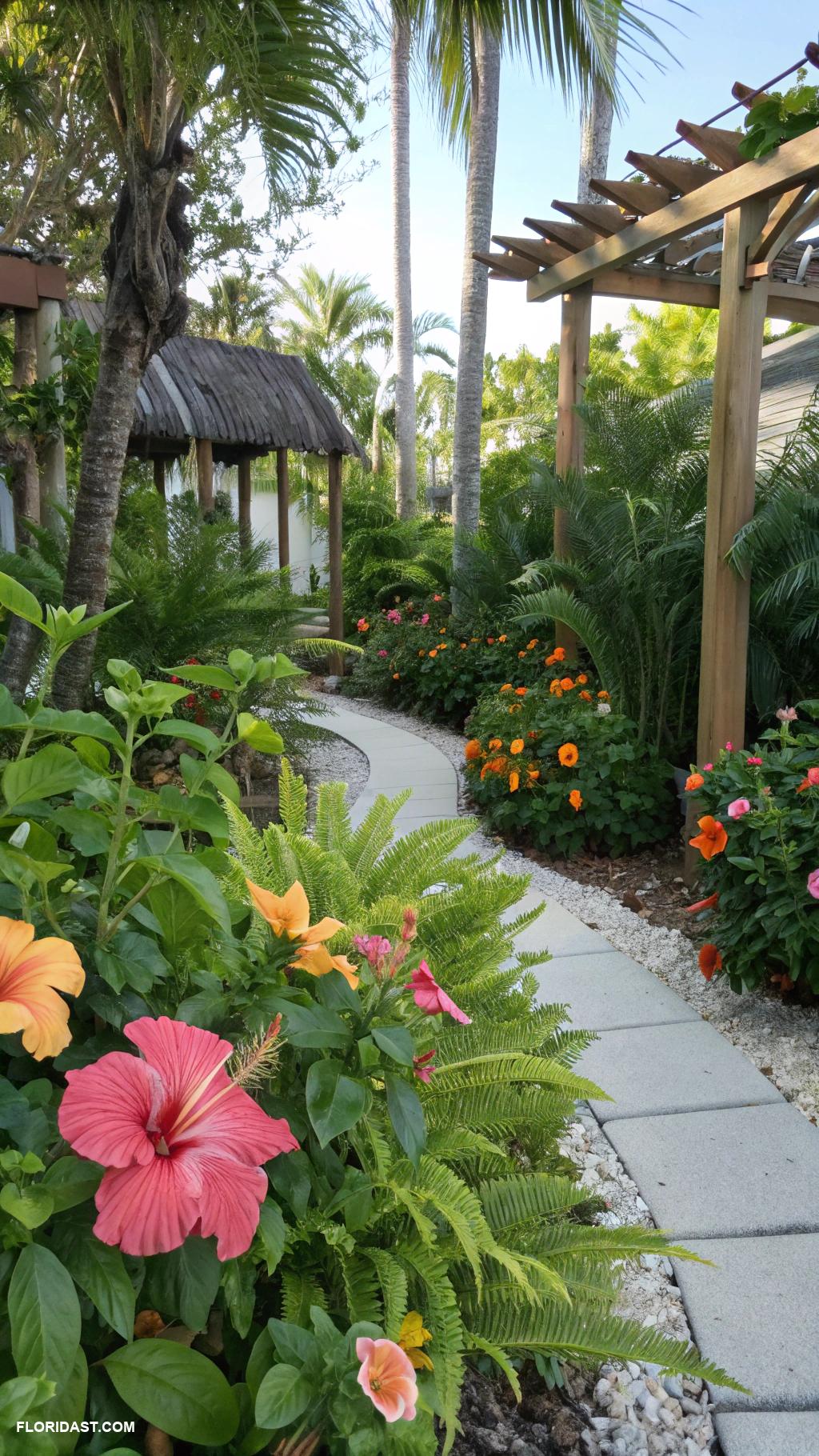 beach house backyard Tropical garden with native Florida plants
