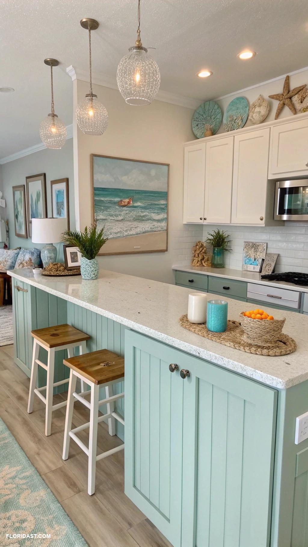 beach house kitchens Coastal colors and beachy decor