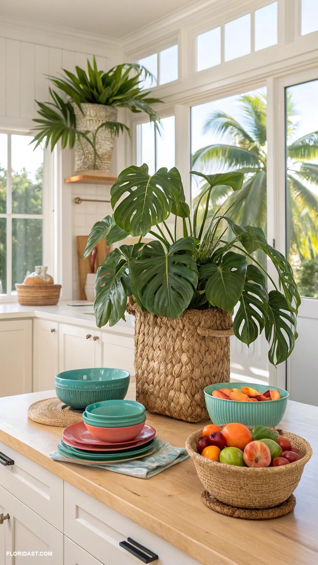 beach house kitchens Tropical plants for a fresh touch
