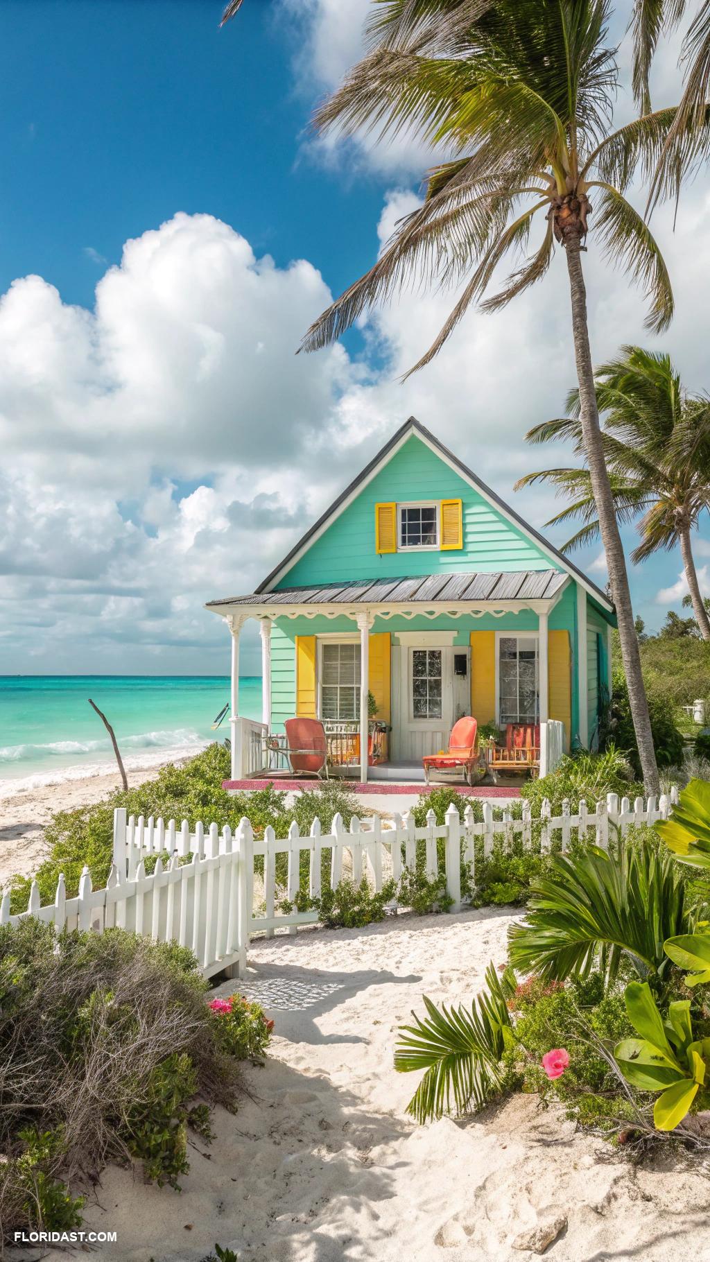 beachside bungalows Colorful beach cottage in South Beach