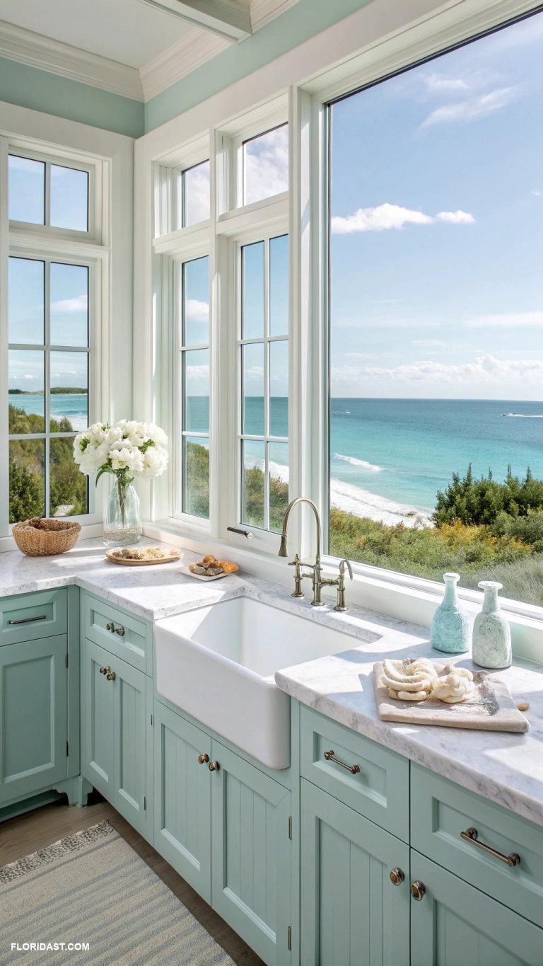 blue coastal kitchens Light airy spaces with large windows