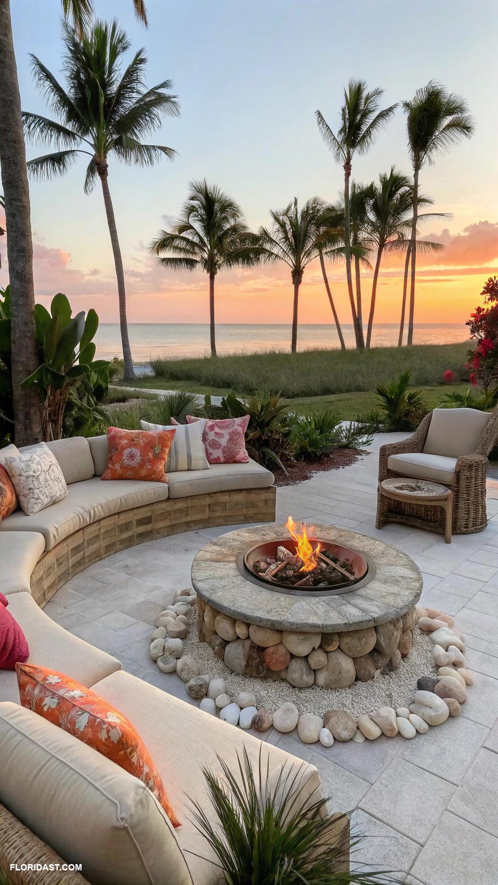 coastal backyard ideas Fire pit for cozy evening gatherings