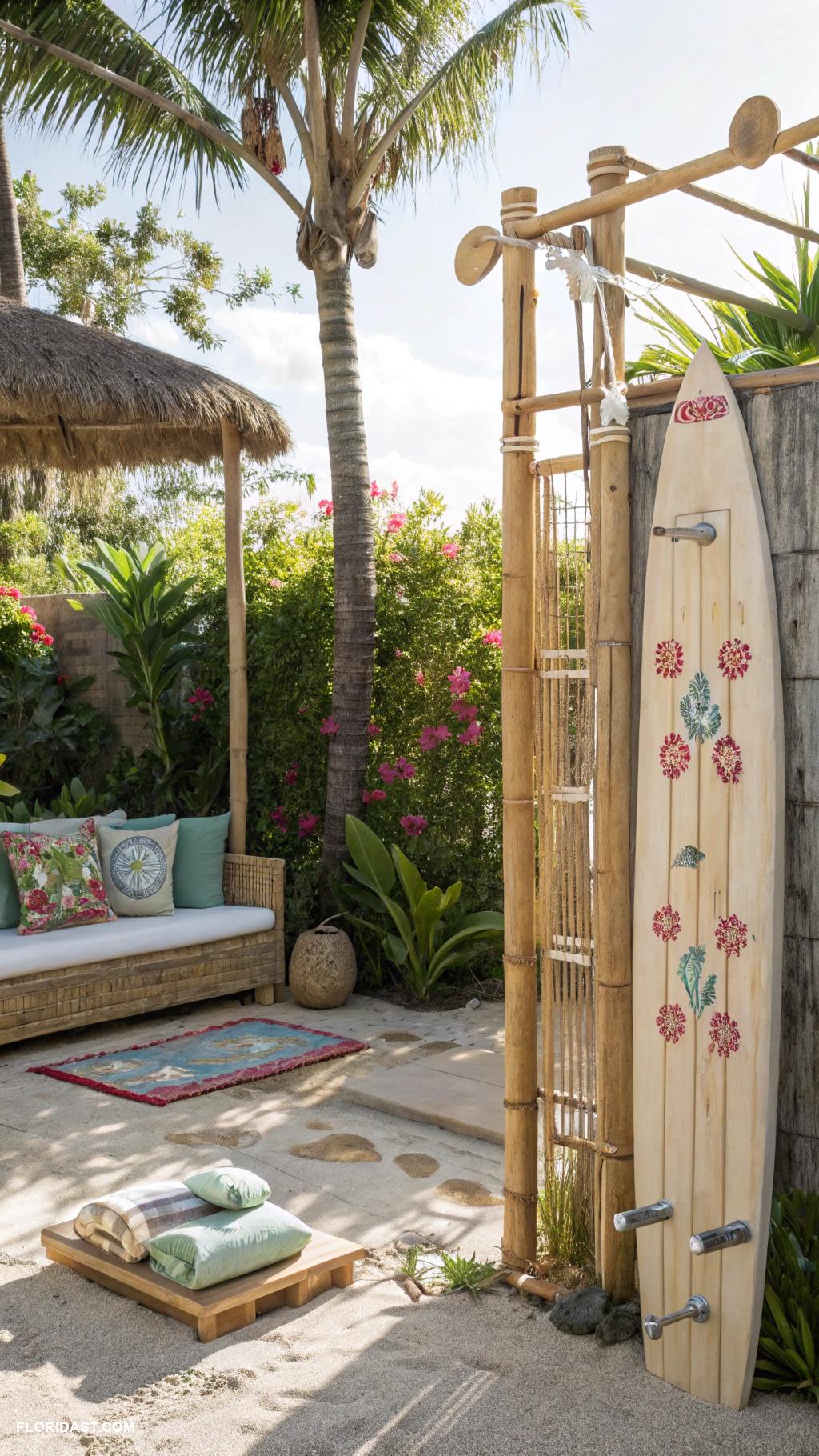 coastal backyard ideas Outdoor shower for beach convenience