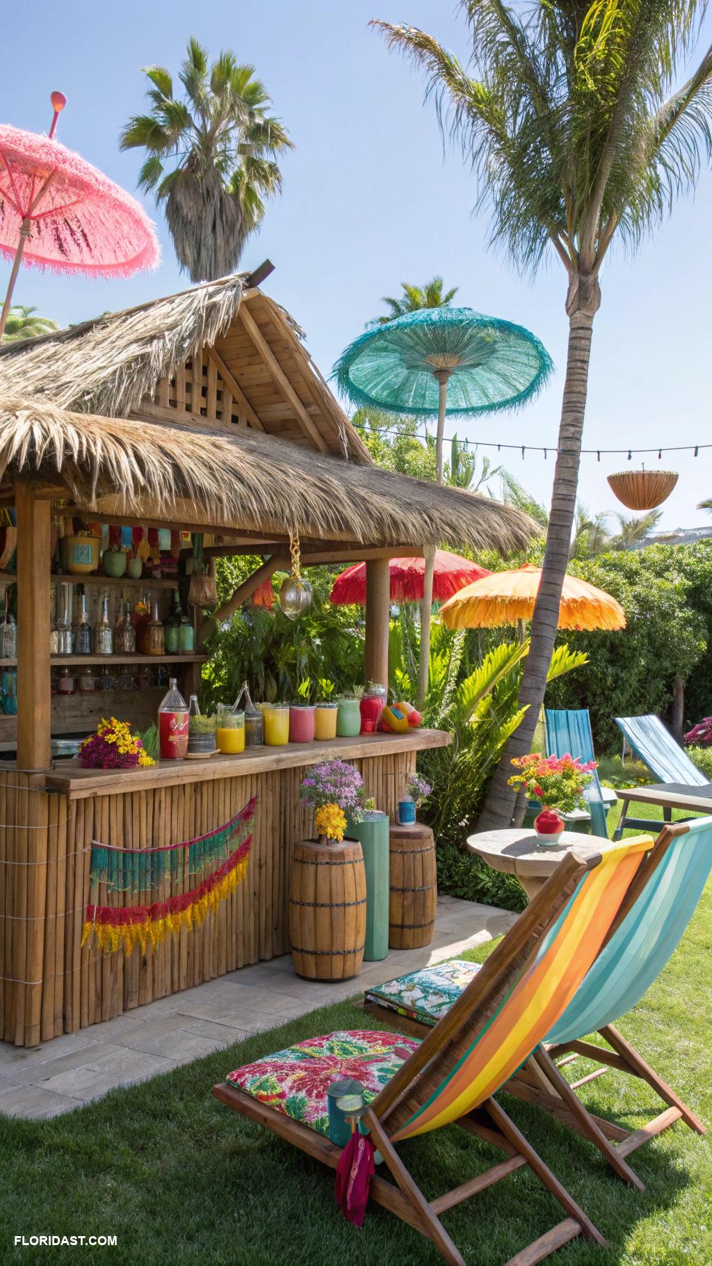 coastal backyard ideas Tiki bar for fun summer drinks