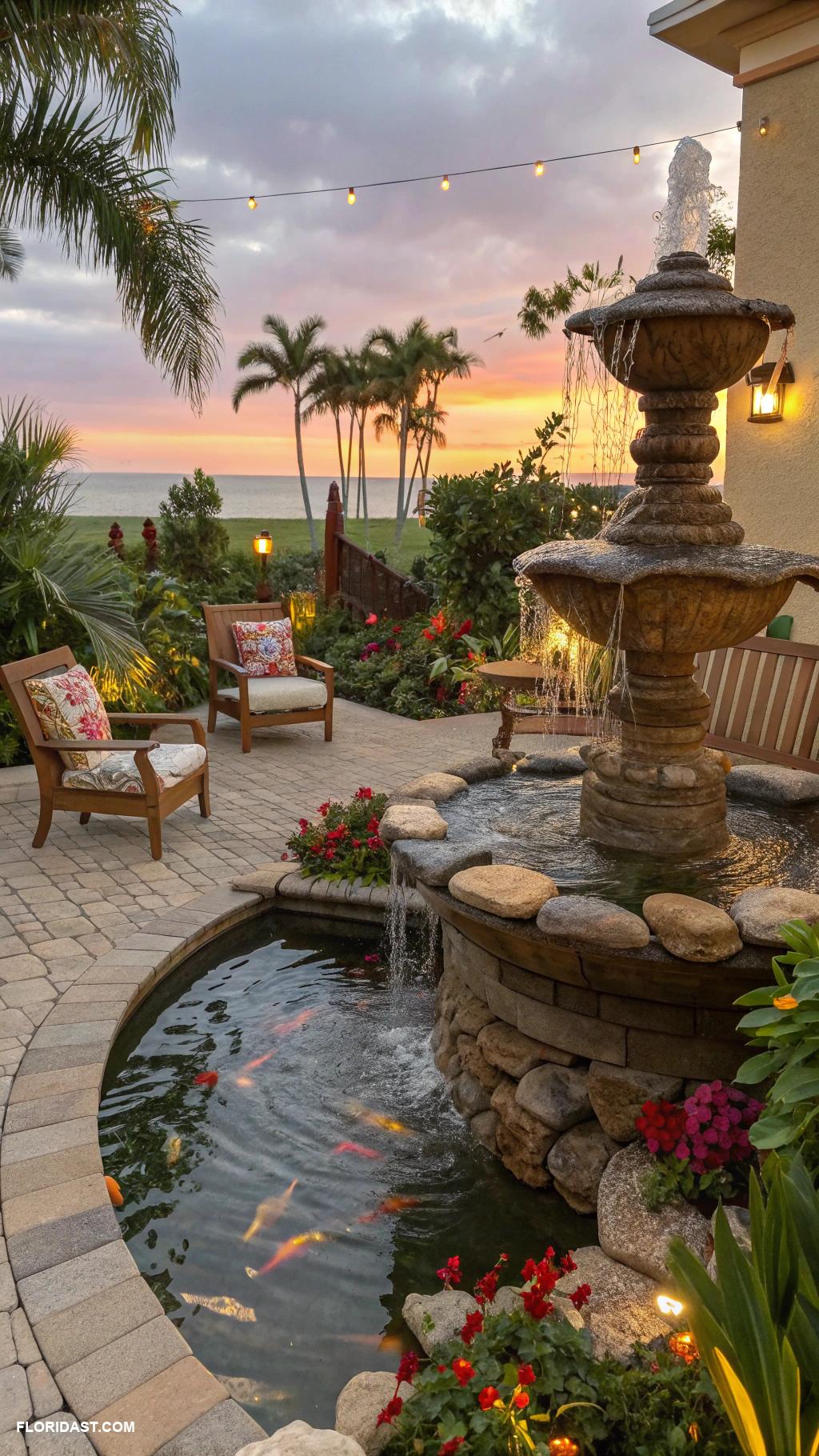 coastal backyard ideas Water feature for serene ambiance