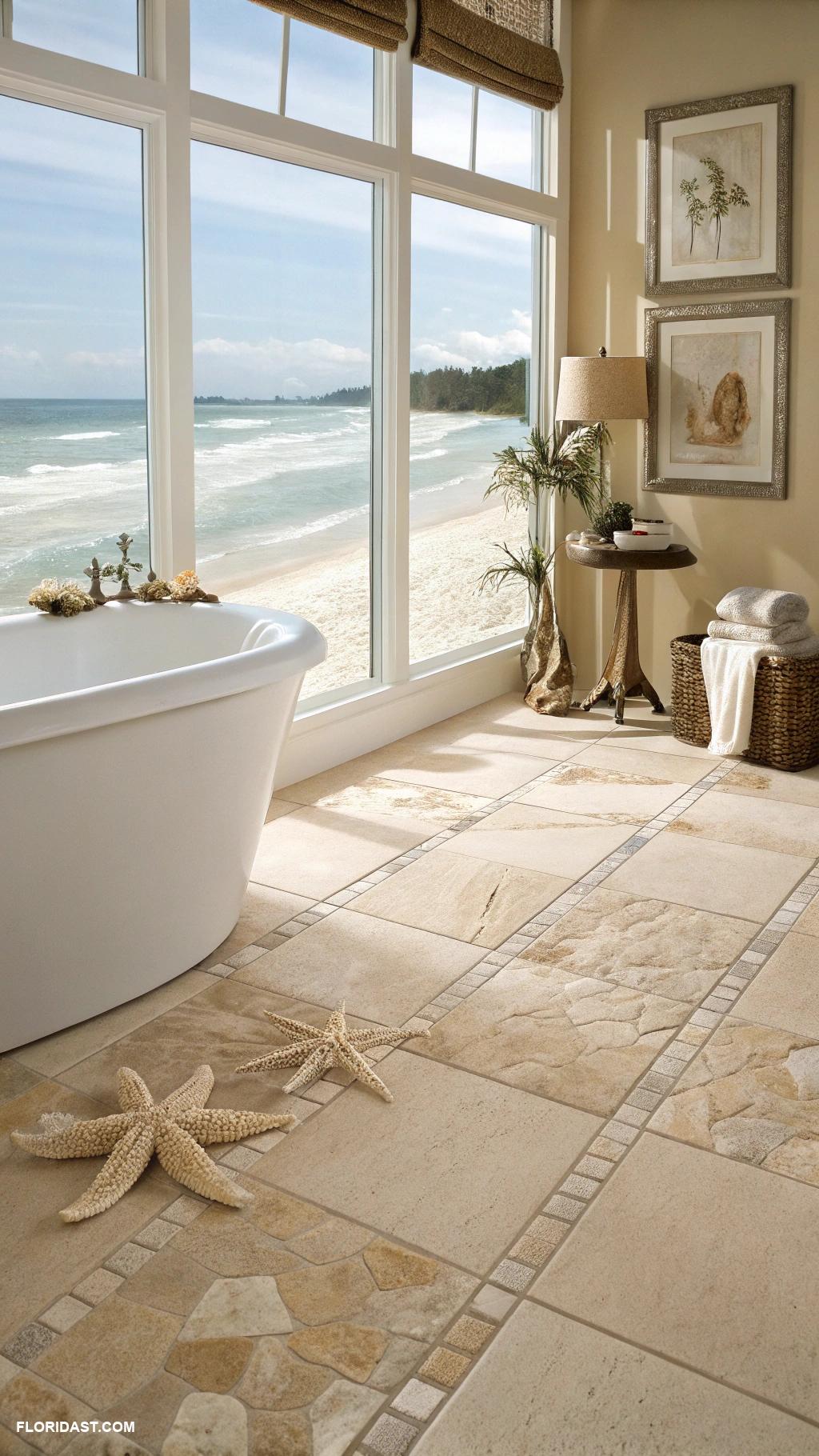 coastal bathroom tile ideas Beach sand colored floor tiles