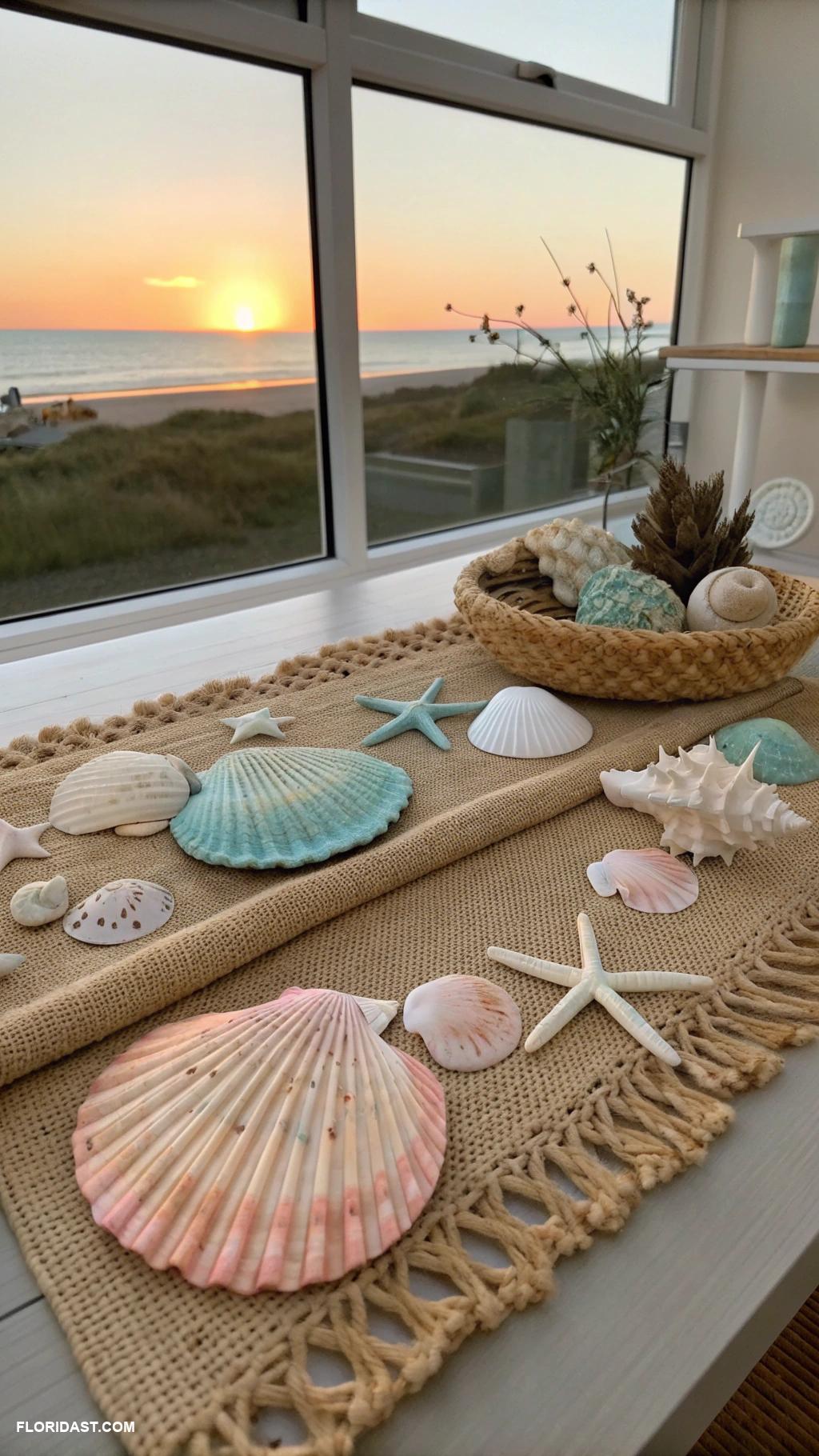 coastal boho decor ideas Seashell accents on coffee tables