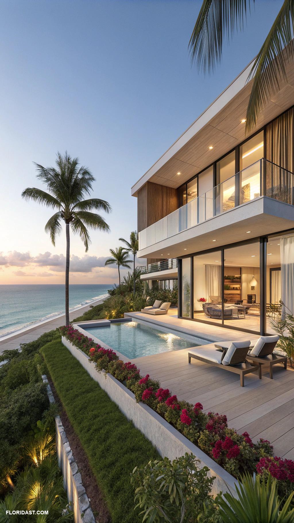 coastal houses Modern oceanfront villa in Miami