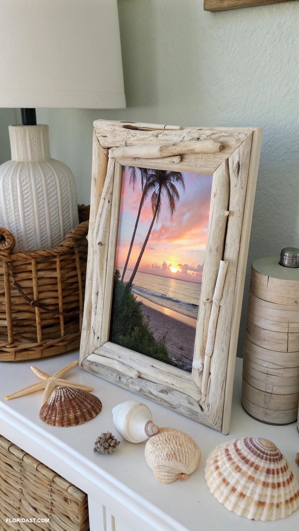 coastal nightstand decor Driftwood picture frames