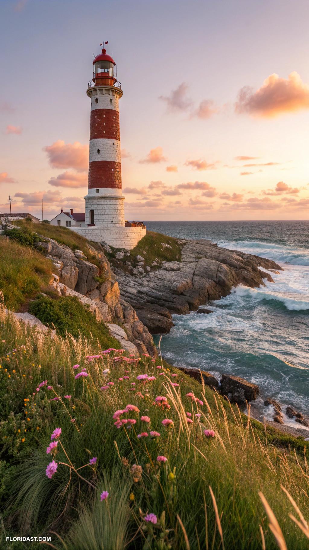 coastal painting ideas Historic lighthouse by the shoreline