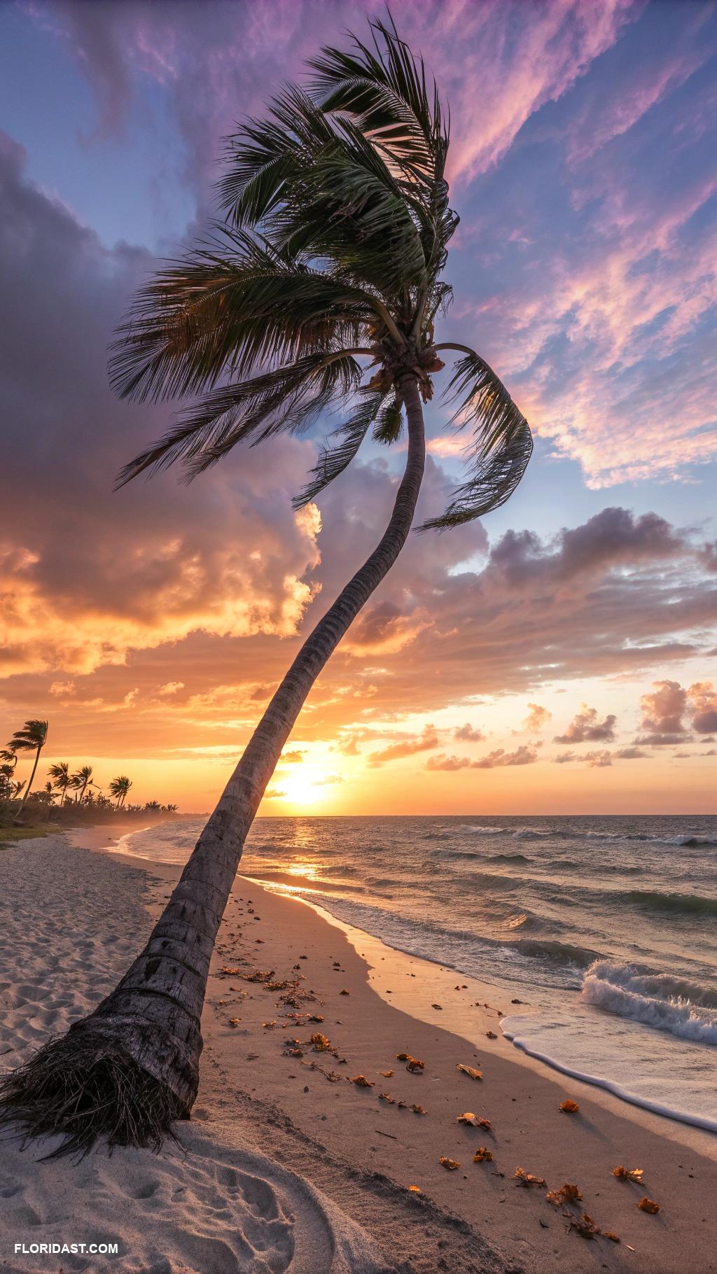 coastal painting ideas Palm trees swaying in the breeze