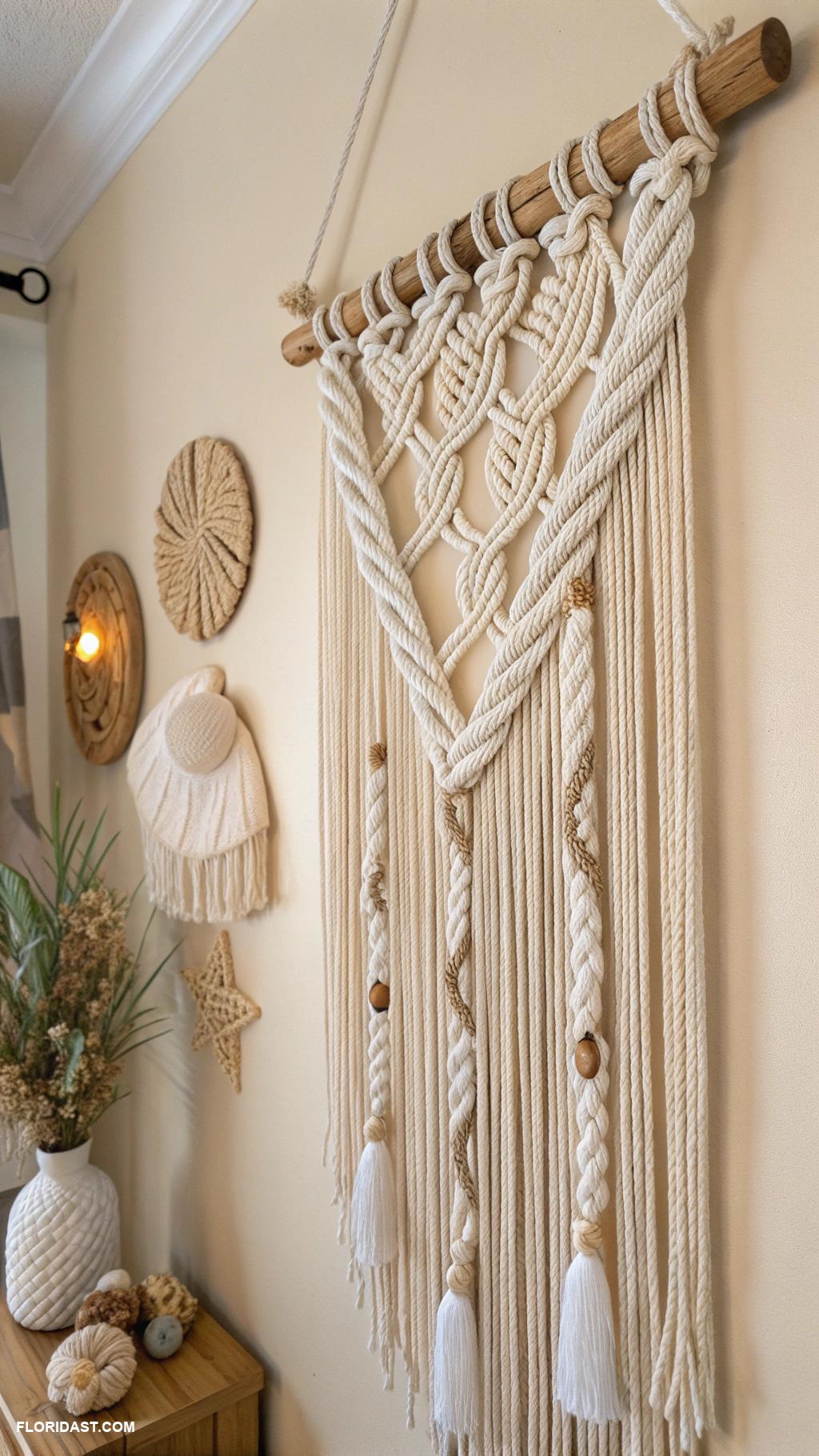 coastal wall decor ideas Nautical rope wall hangings