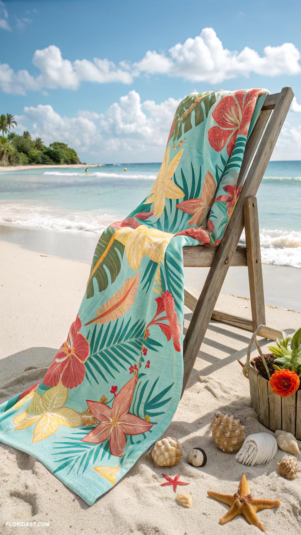 colorful coastal decor Colorful beach towels displayed