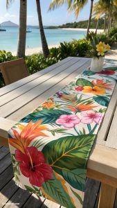 colorful coastal decor Floral tropical table runners