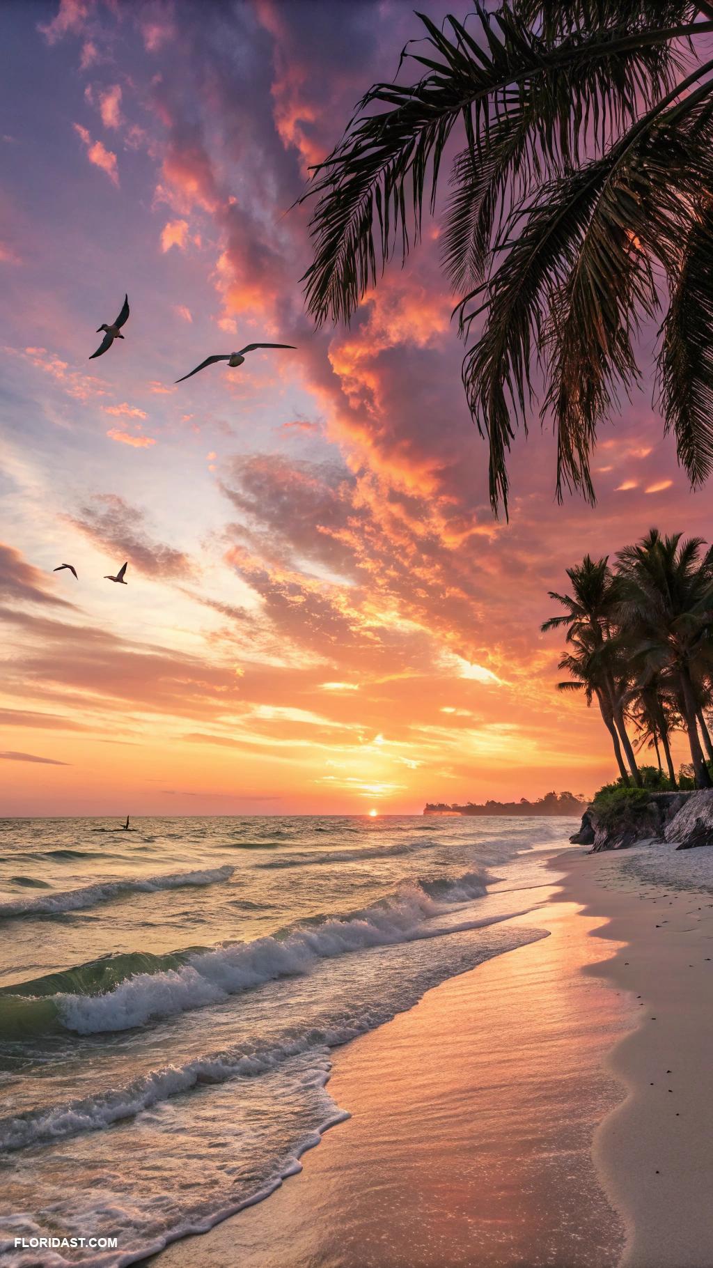 colorful coastal decor Vibrant sunset canvas paintings