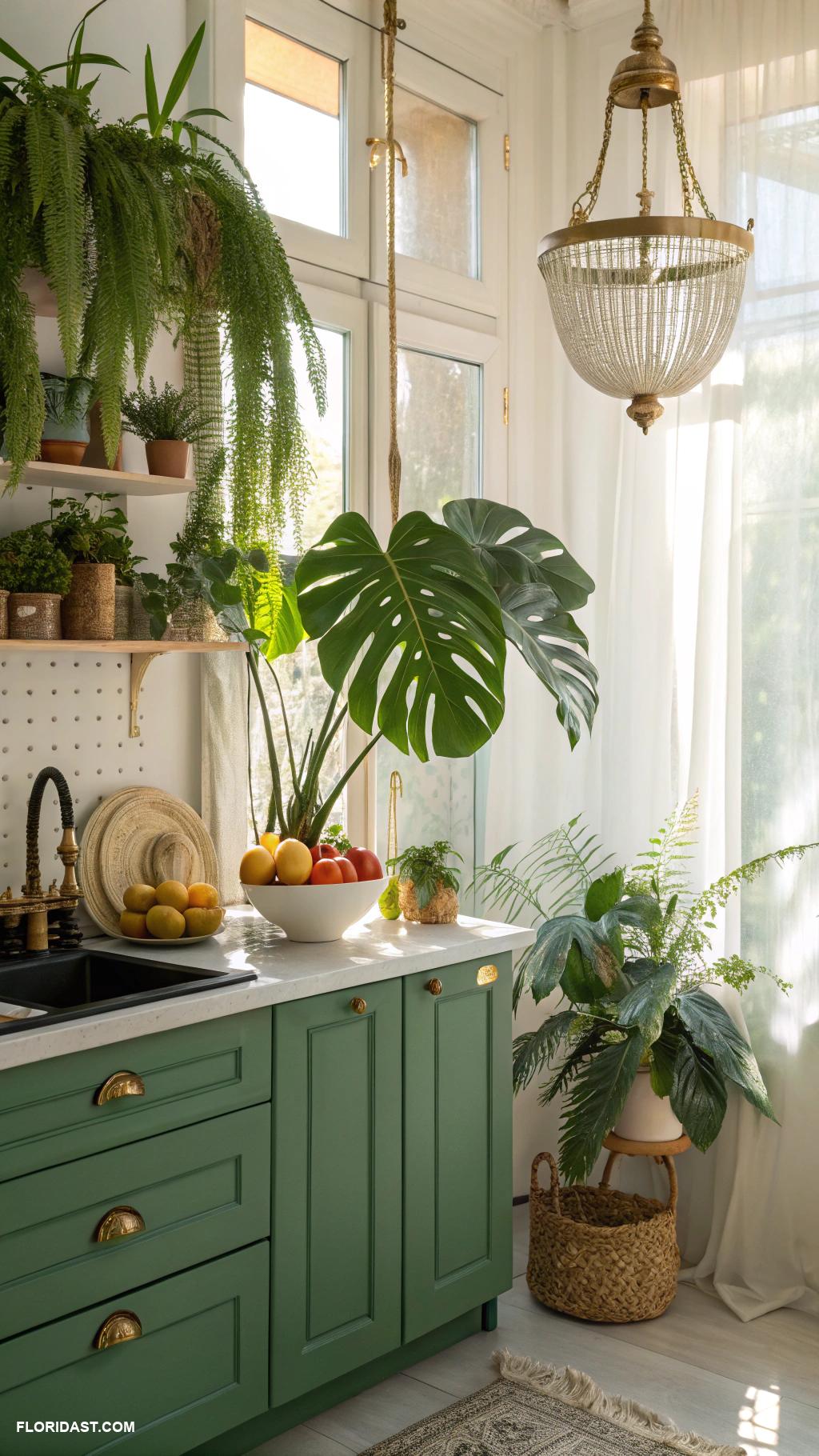 green kitchens Tropical plants as kitchen decor