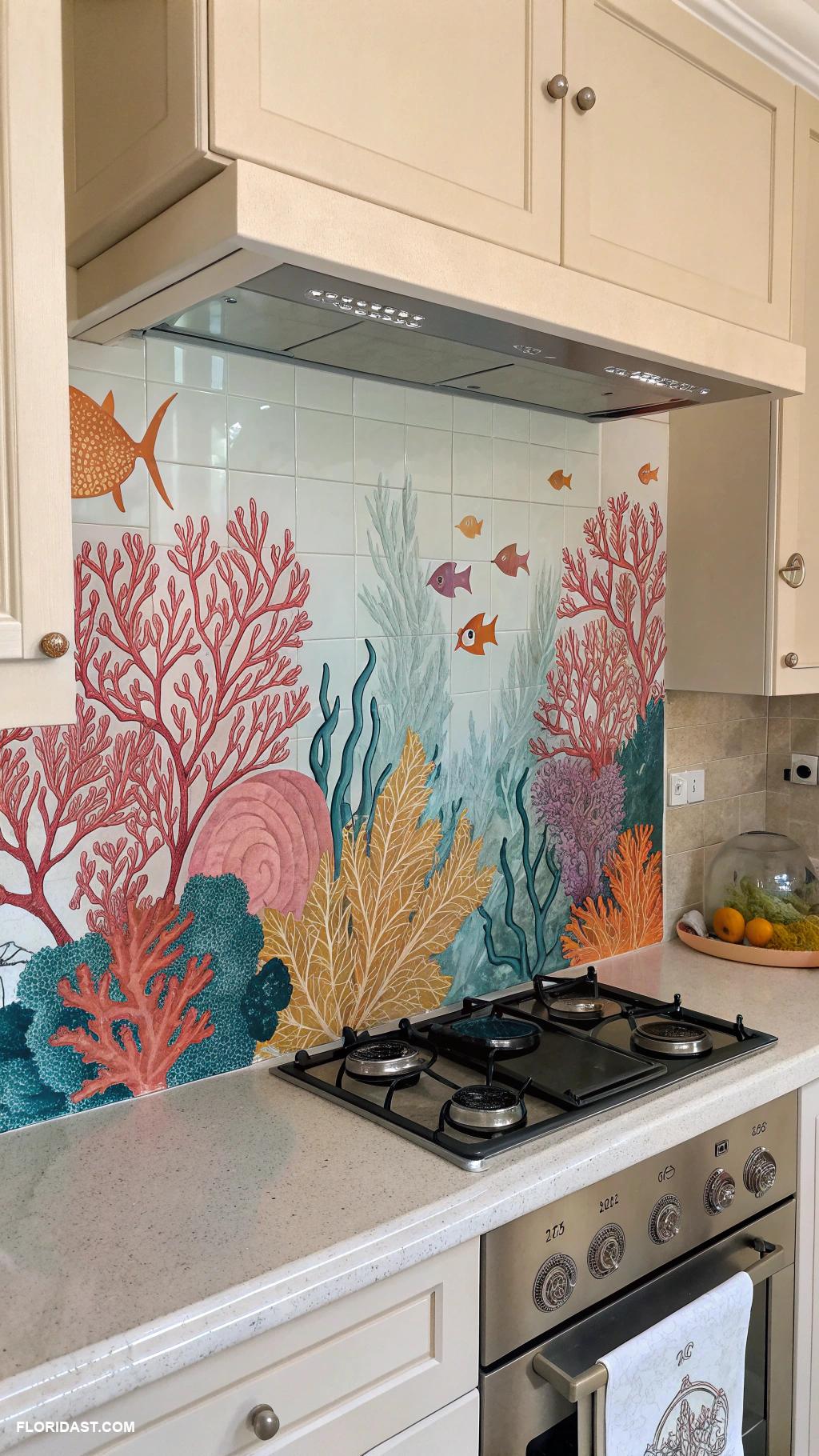 kitchen backsplash ideas Coral reef inspired designs