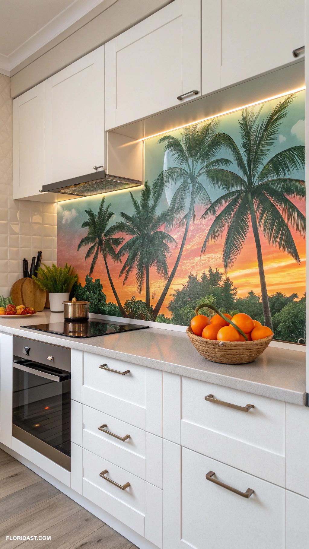 kitchen backsplash ideas Palm tree vinyl backsplash stickers