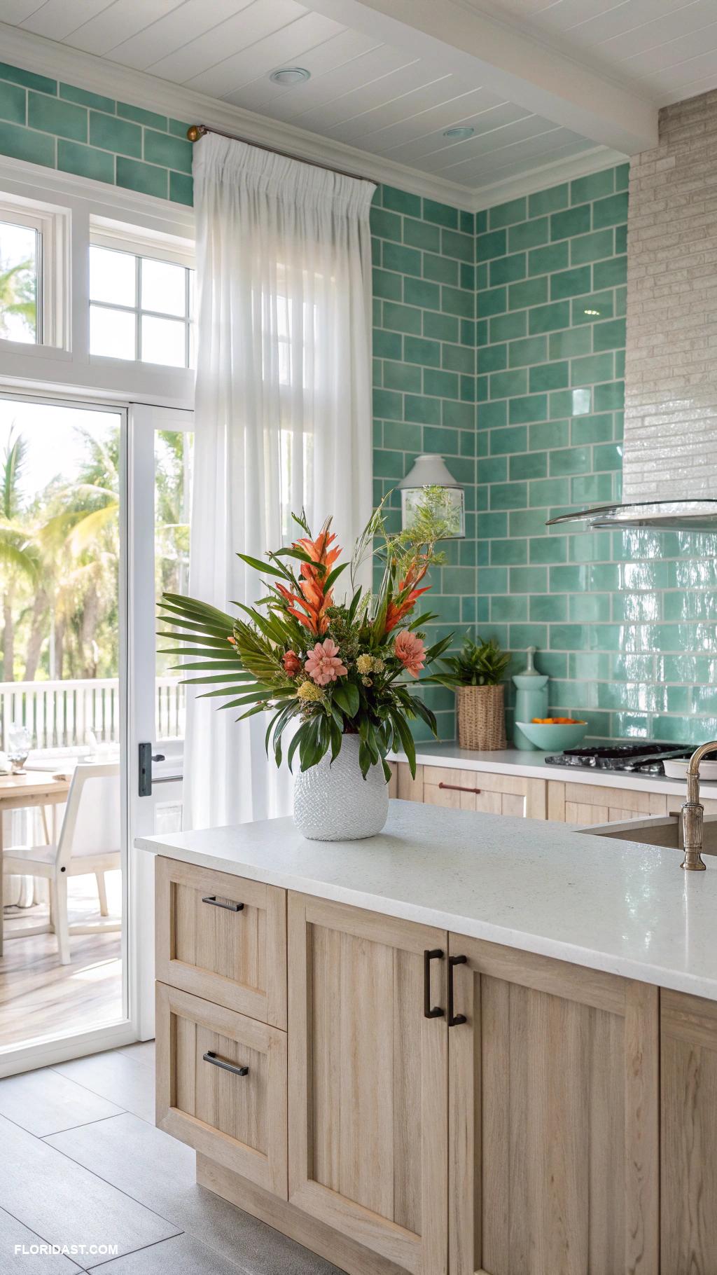 kitchen backsplash ideas Seafoam green subway tiles
