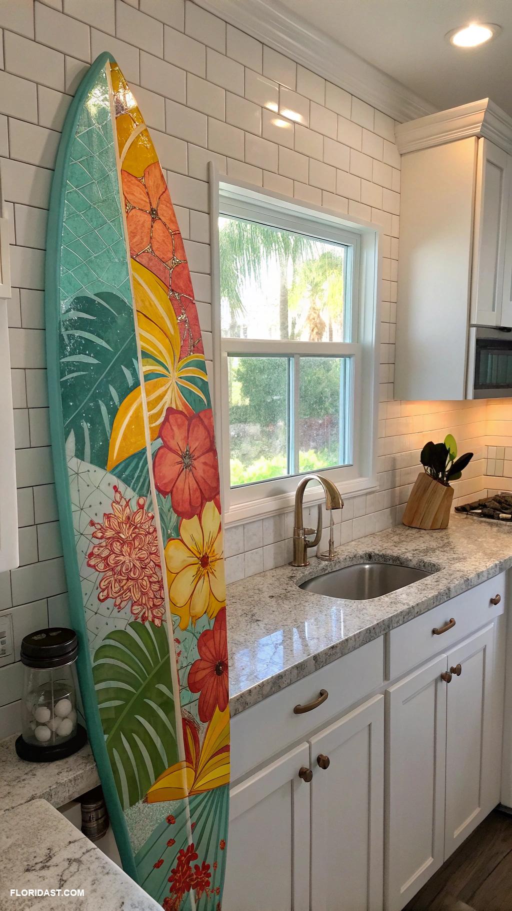 kitchen backsplash ideas Surfboard art backsplash
