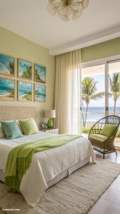lime green bedrooms Beachy vibes with lime green accents