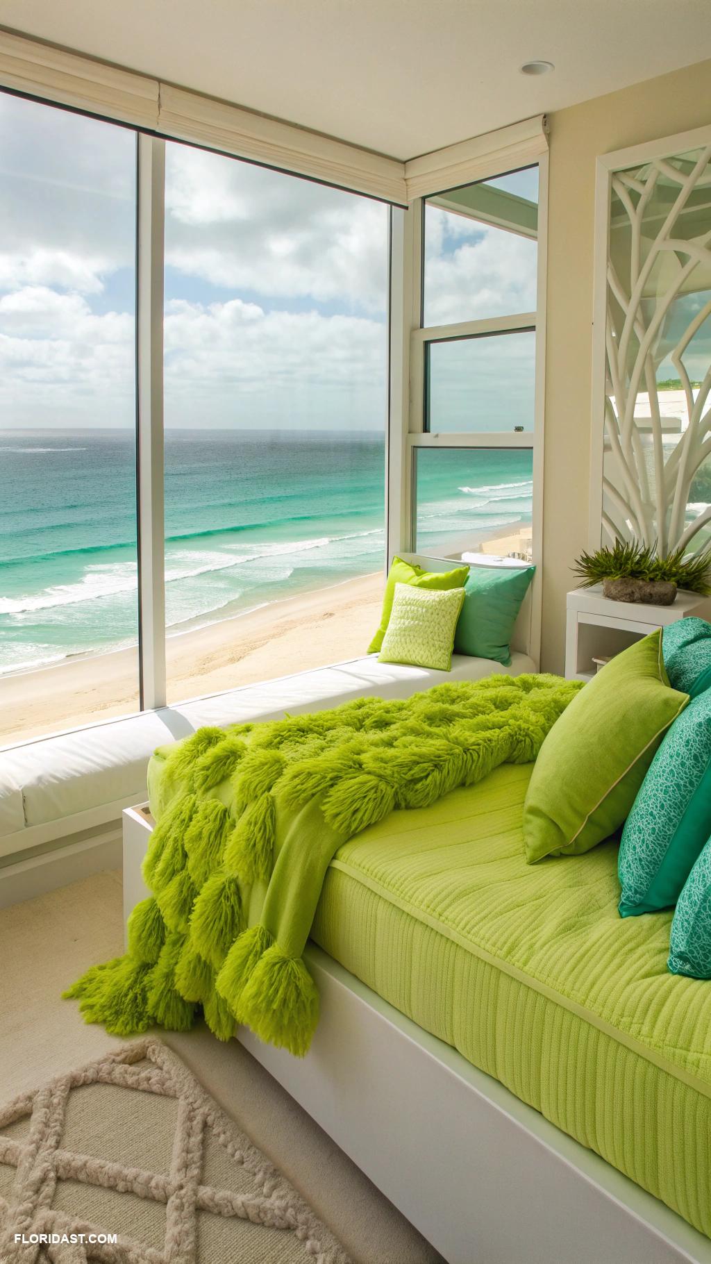 lime green bedrooms Coastal theme with lime accents