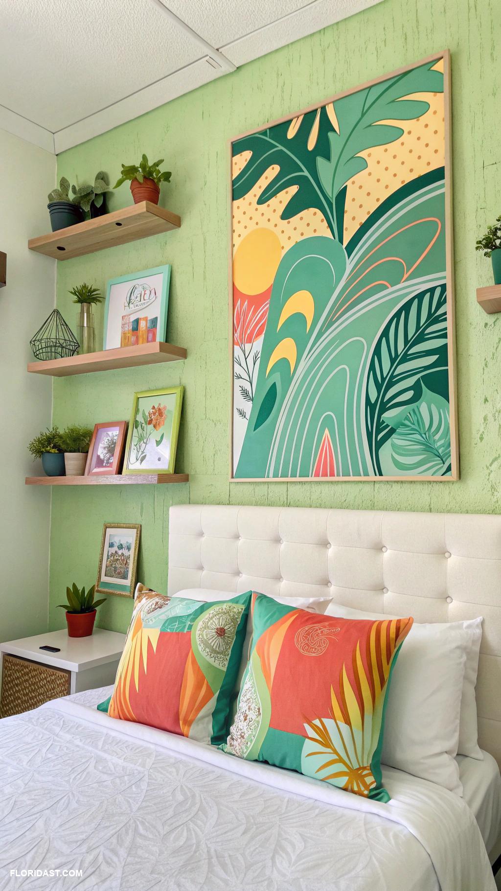 lime green bedrooms Modern art in a lime green space