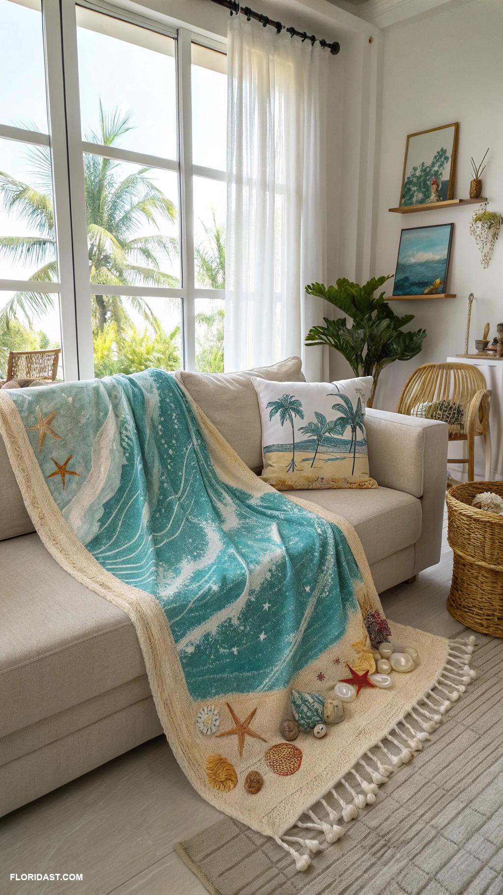 linen home decor Beach themed cotton throw blankets