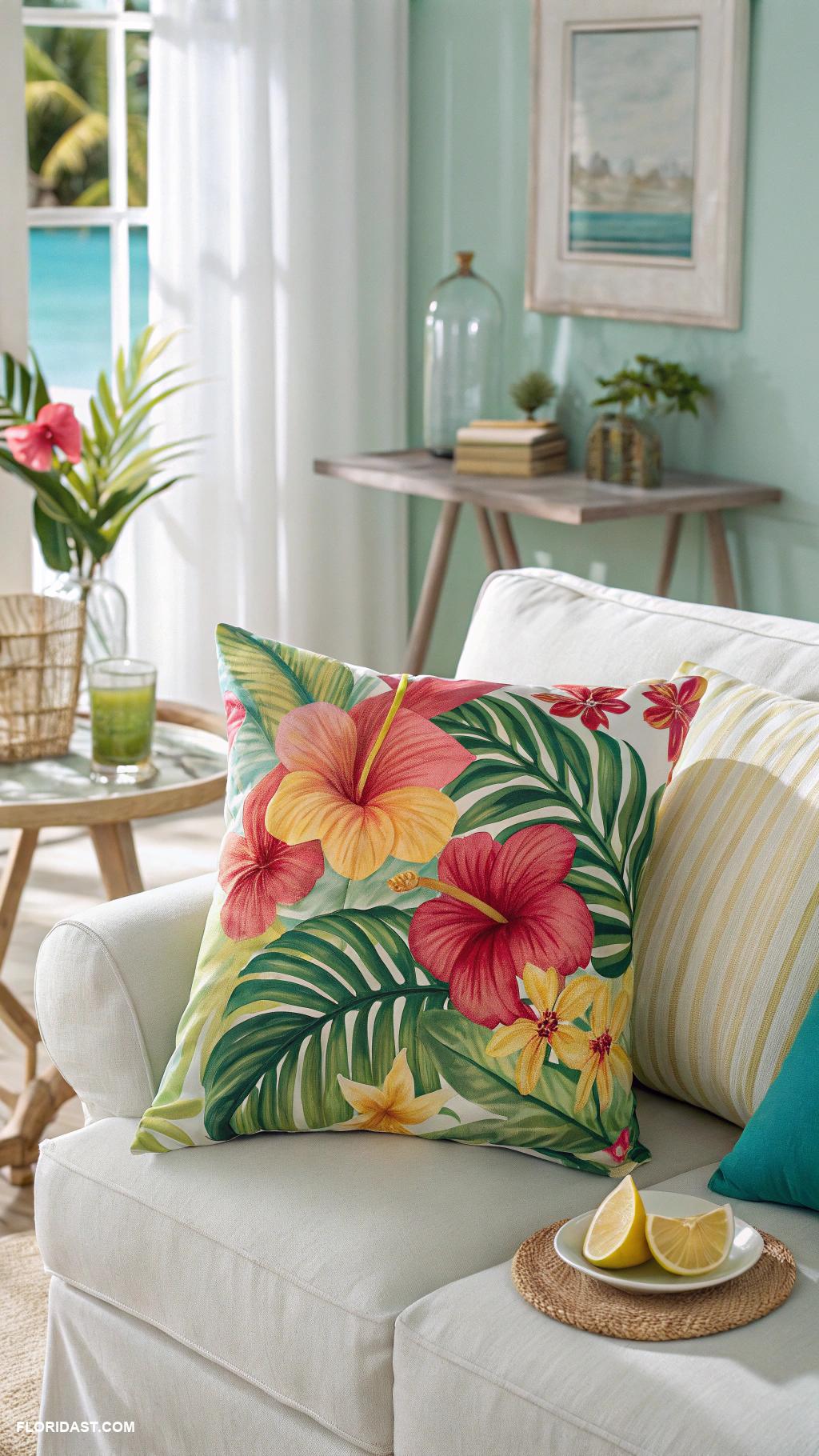 linen home decor Key West style decorative cushions