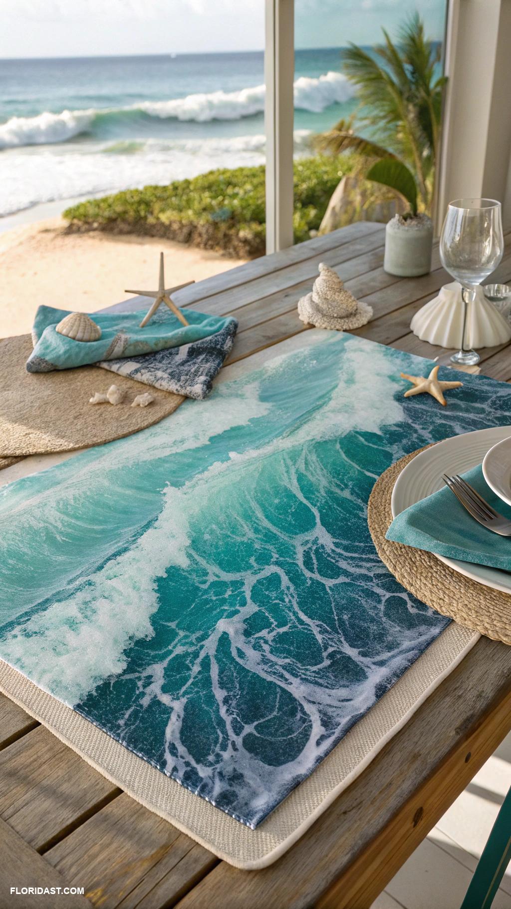 linen home decor Ocean wave patterned placemats