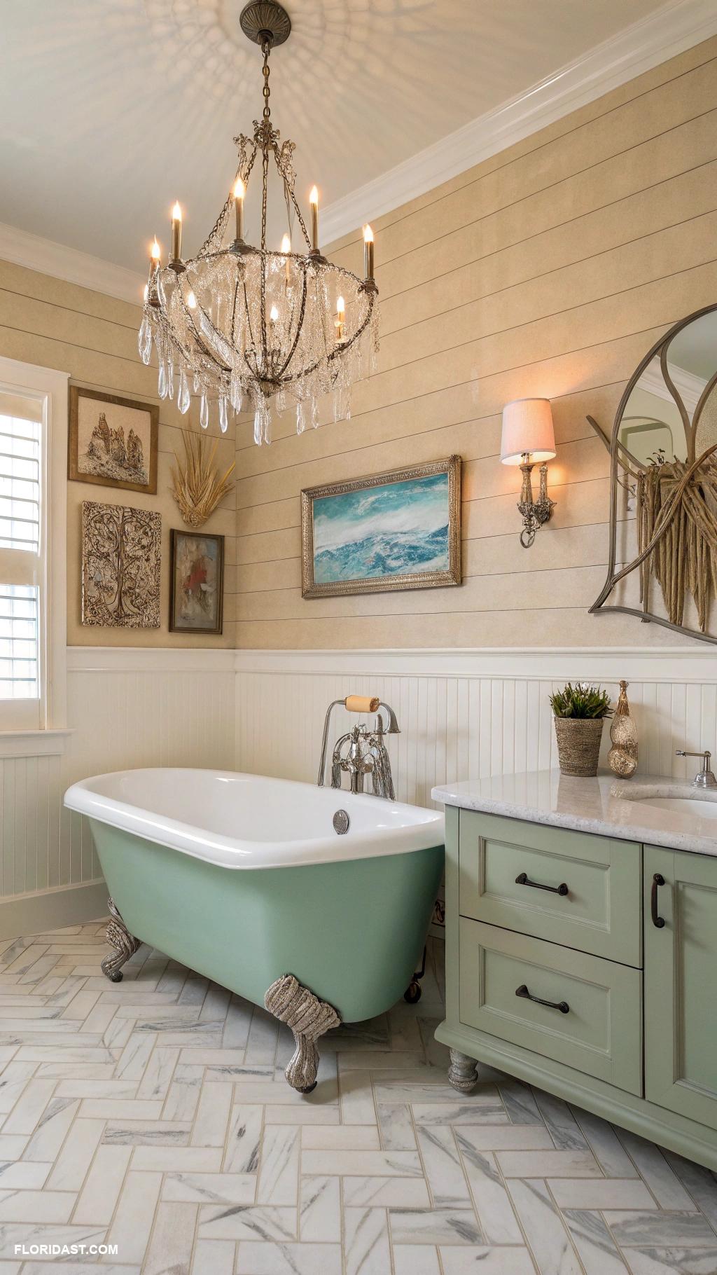 modern coastal bathrooms Vintage fixtures with modern finishes