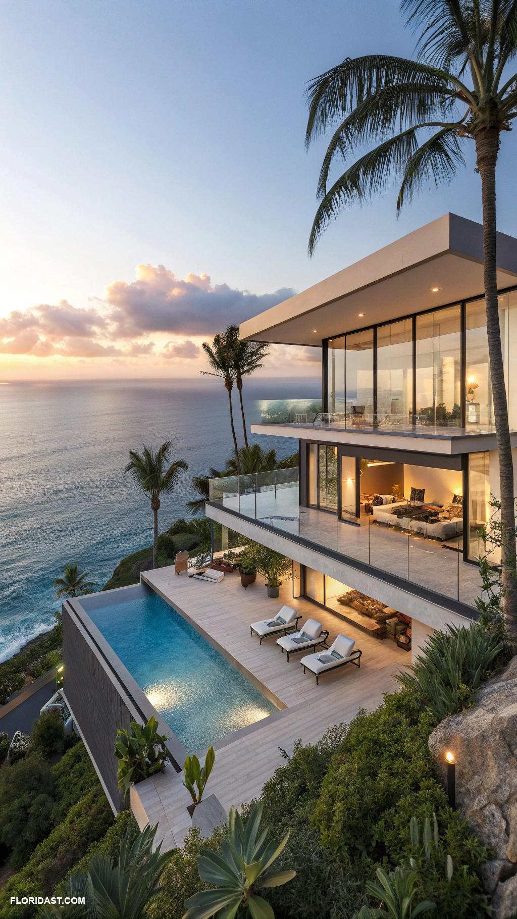modern coastal homes Contemporary villa with infinity pool and ocean