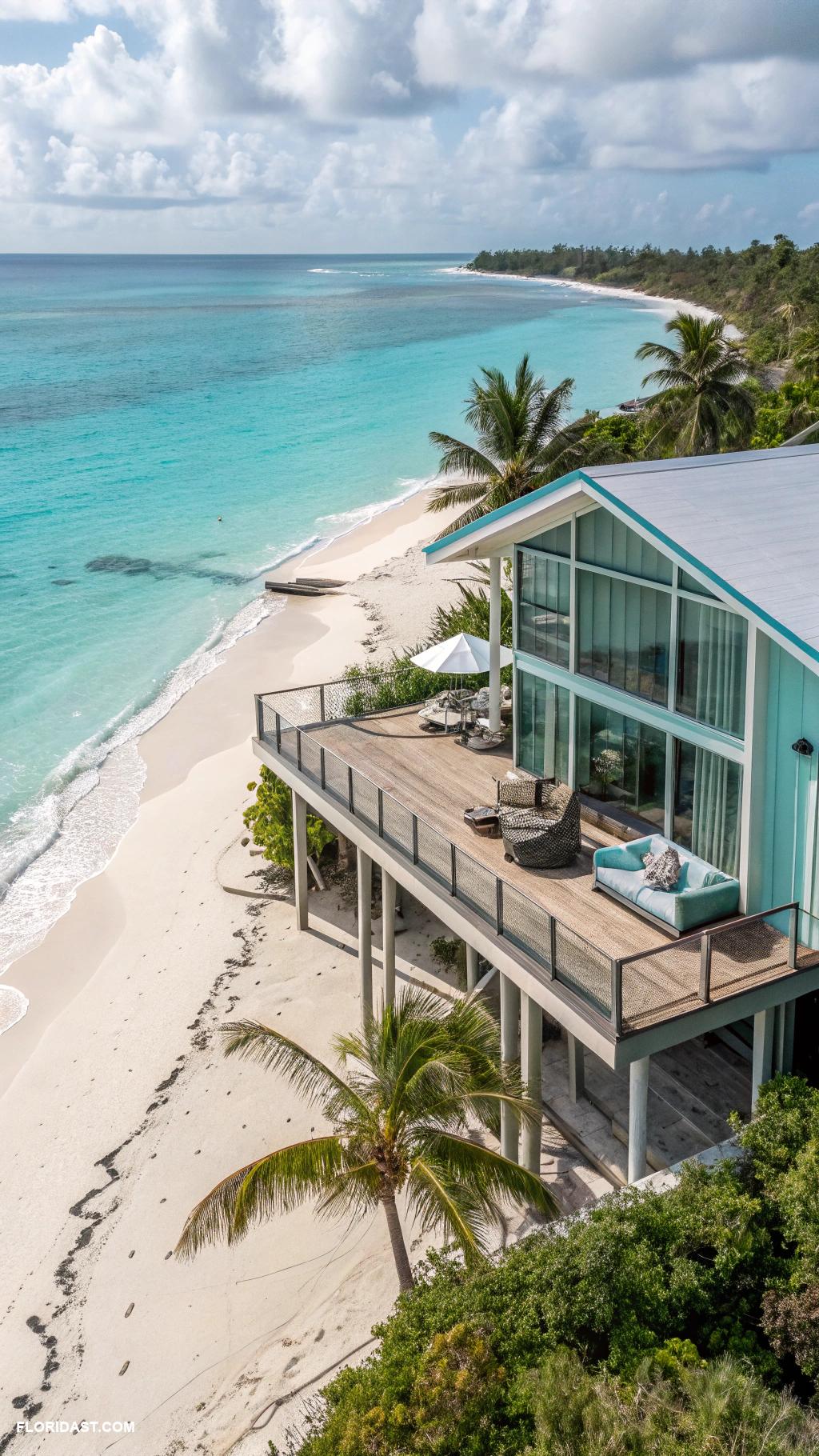 modern coastal homes Stilt house with panoramic ocean views