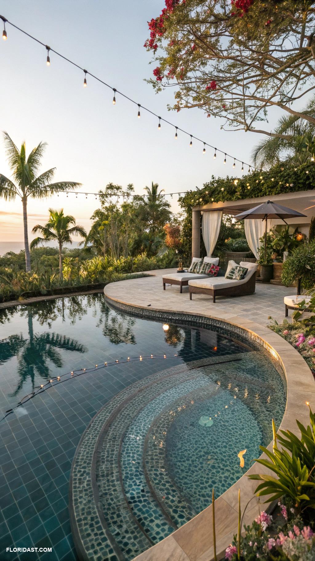 modern pools Glass tiles for a shimmering effect