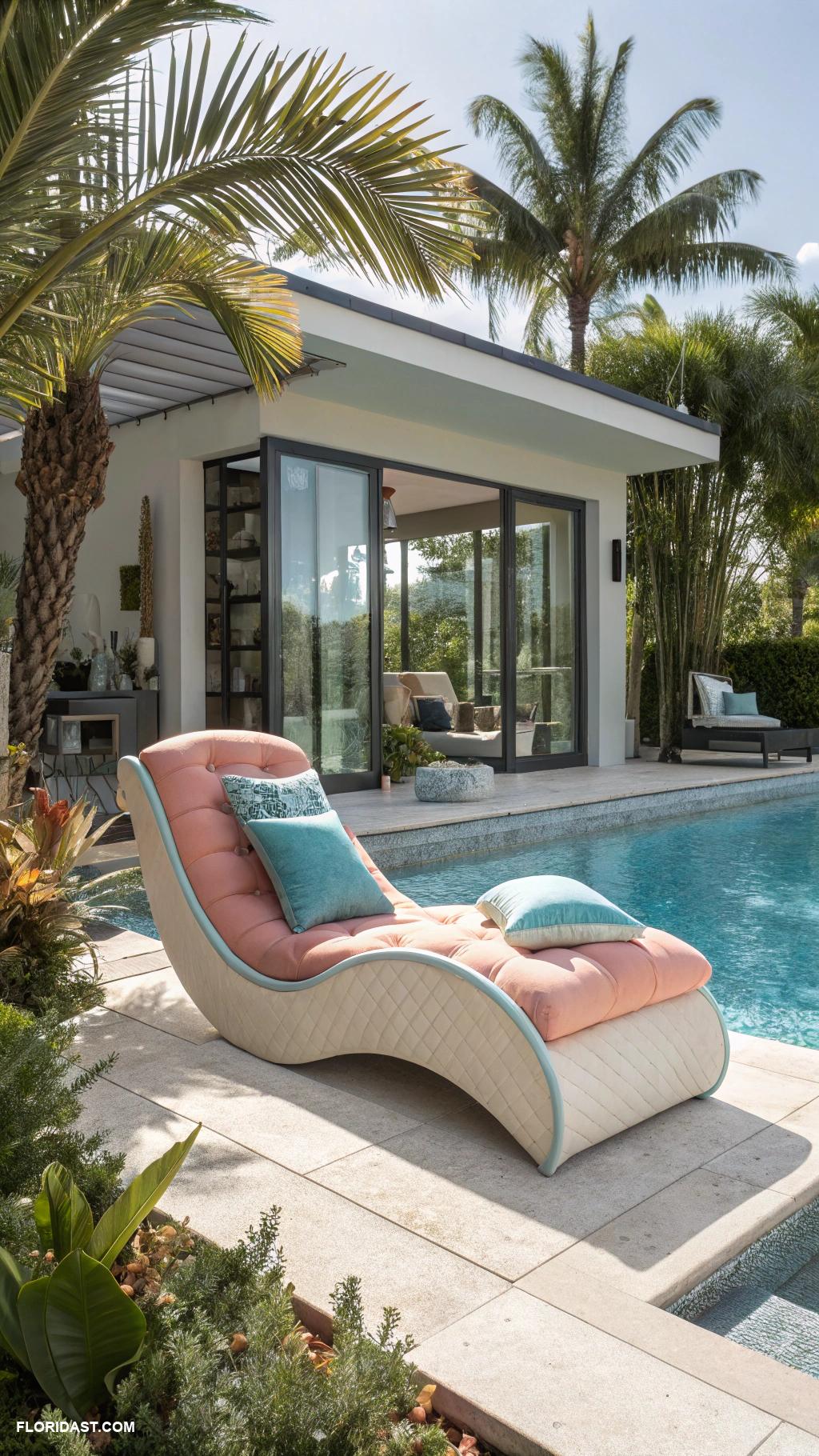 pool house guest house combo Luxury lounge chairs for sunbathing