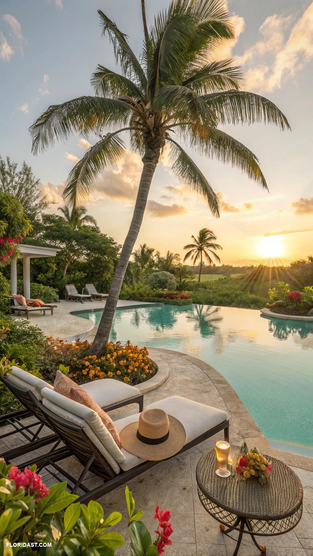 pool inspiration Tropical palm tree poolside vibes