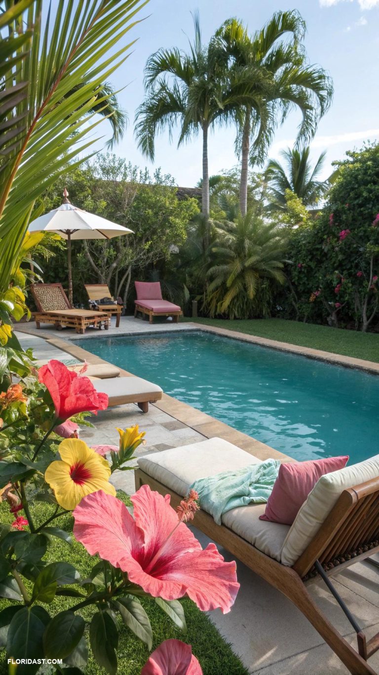 pool inspiration Tropical plants around the pool