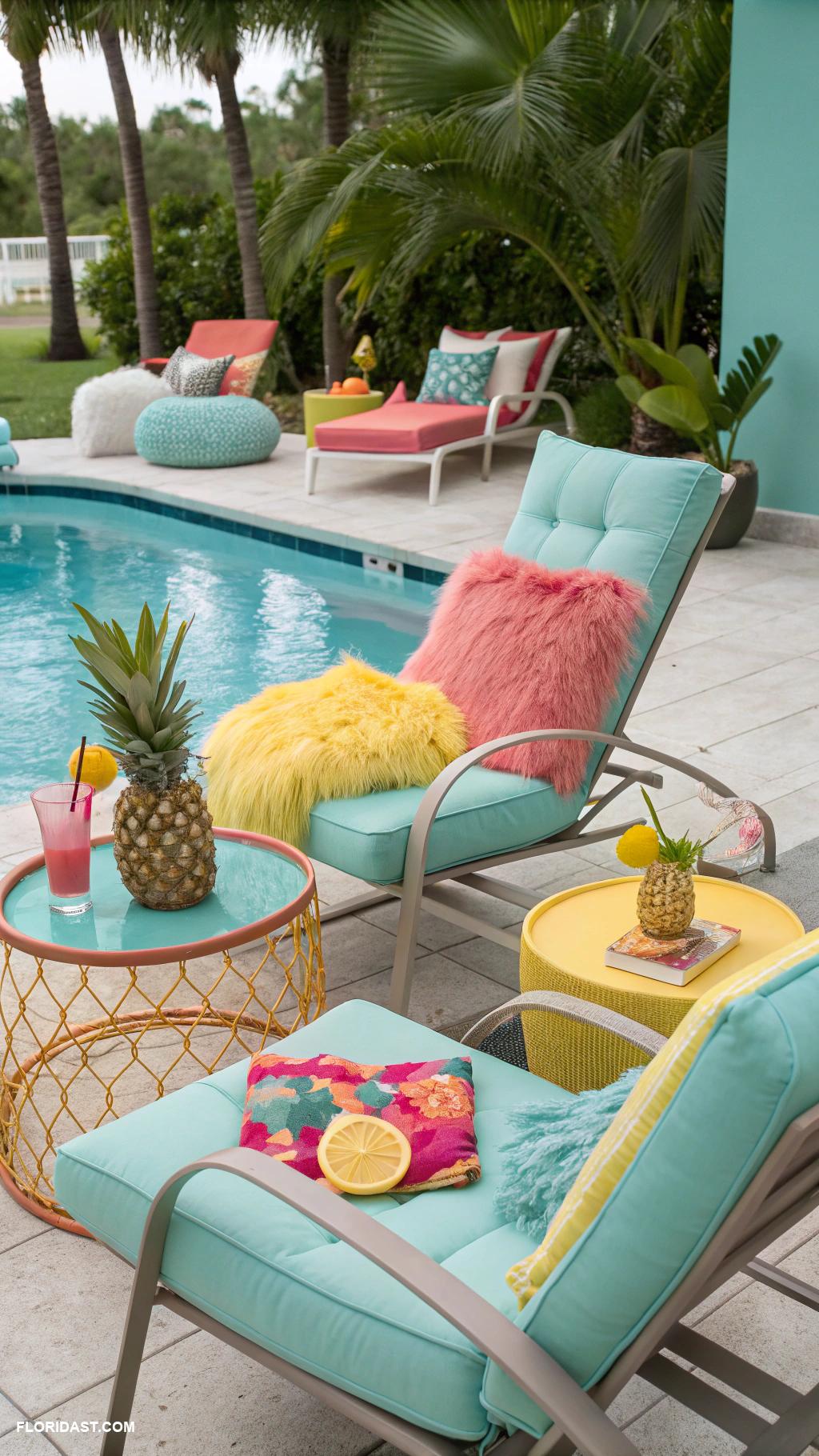 pool patio ideas Colorful outdoor furniture for comfort and style