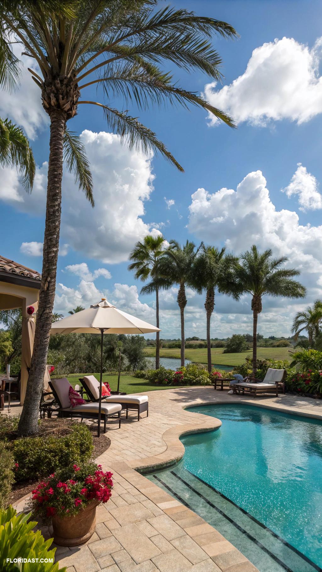 pool patio ideas Palm trees for a tropical feel