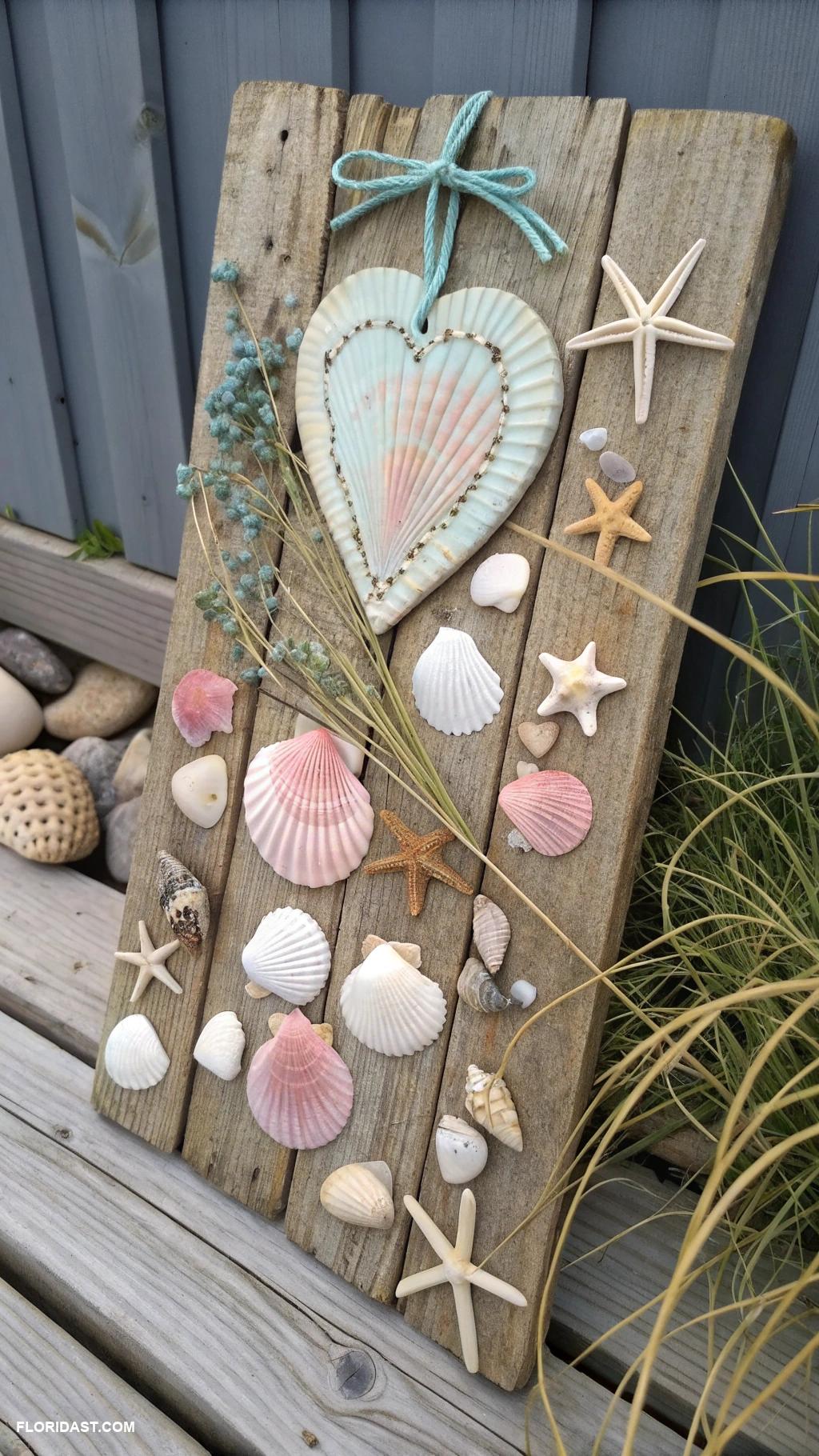shell collection display ideas Make shell art on wooden boards