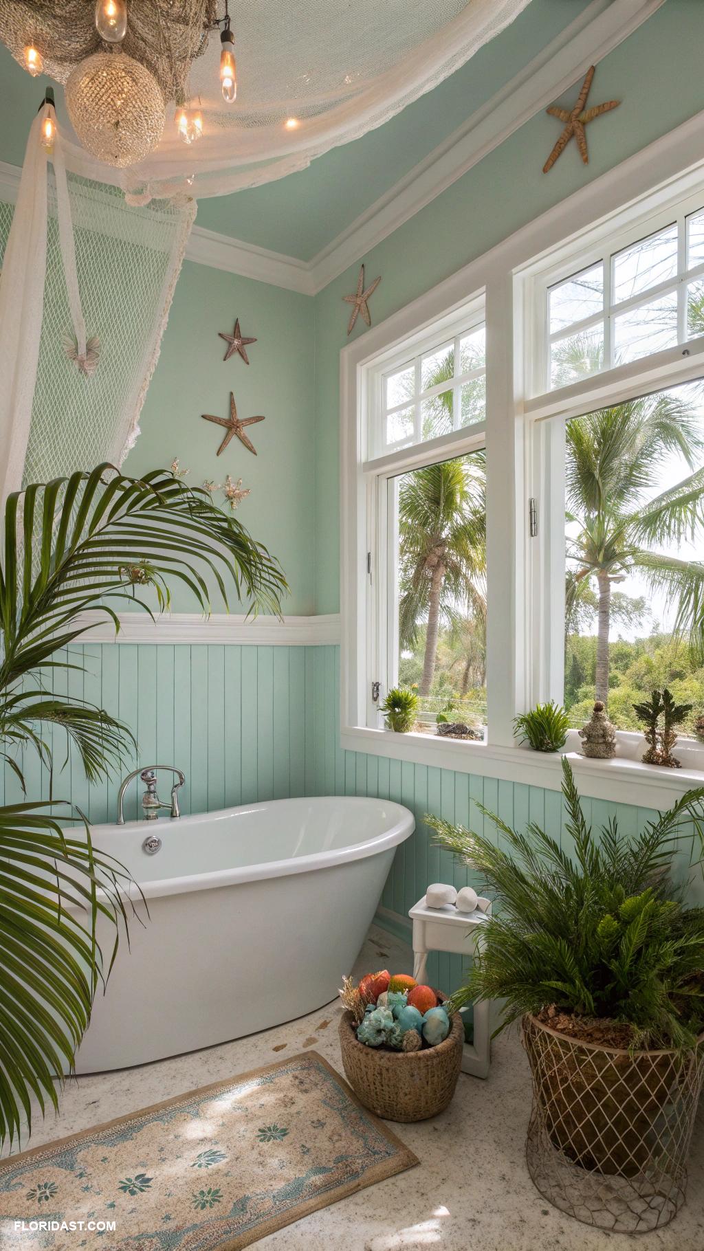tropical bathrooms Fishnet and seashell accents