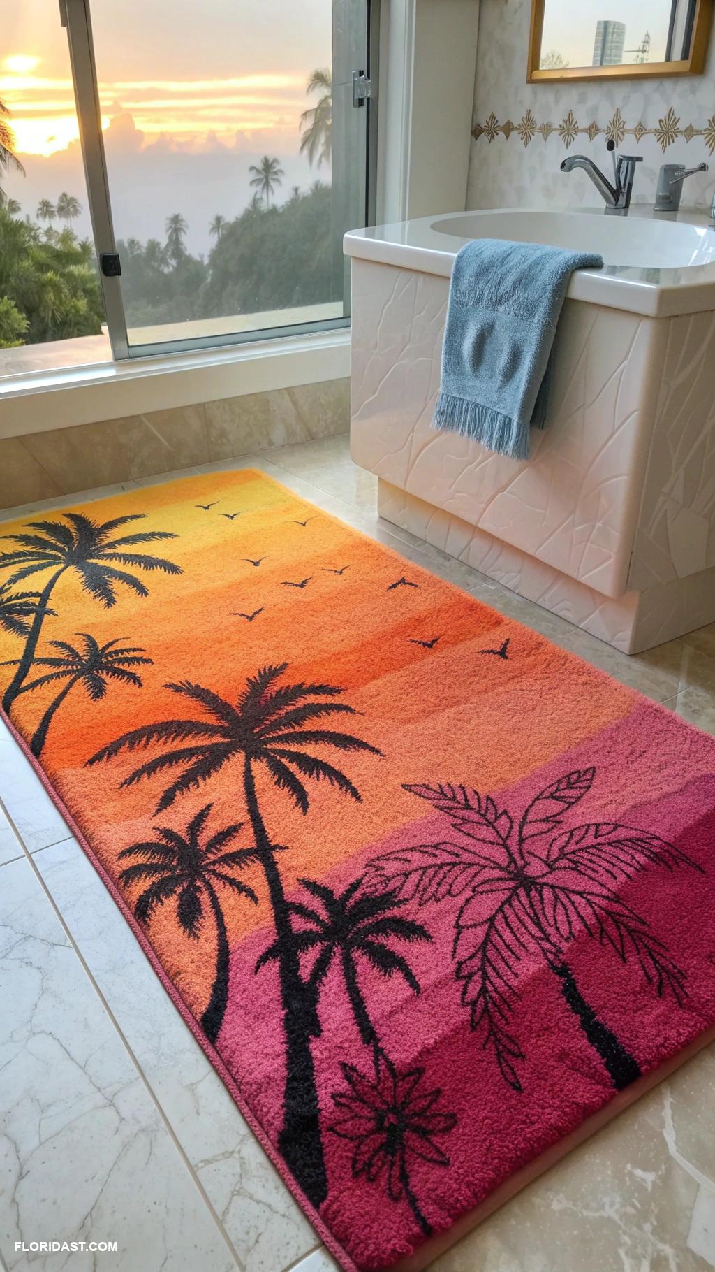 tropical bathrooms Sunrise themed bathroom mats