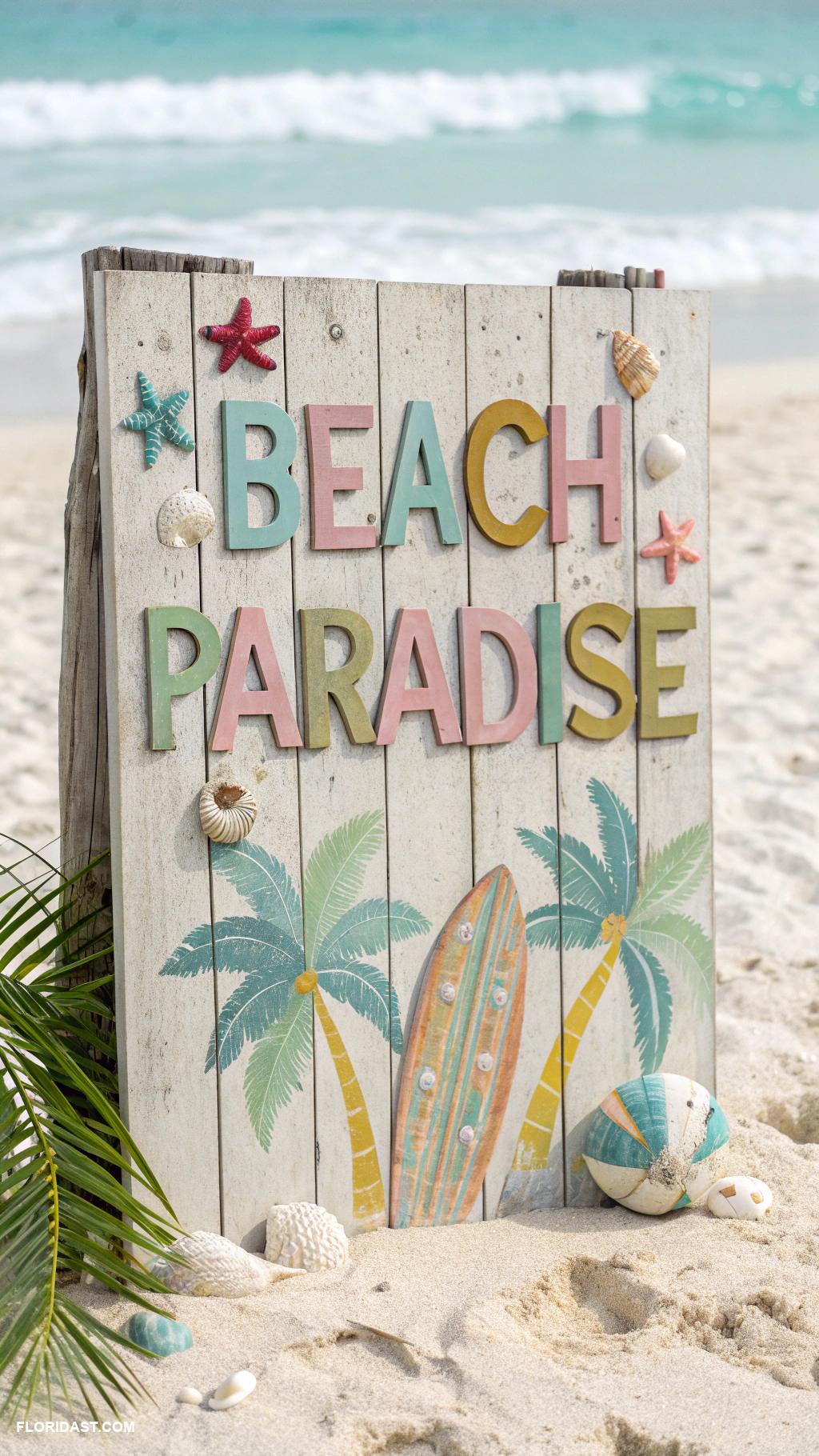 tropical bathrooms Vintage beach sign decor
