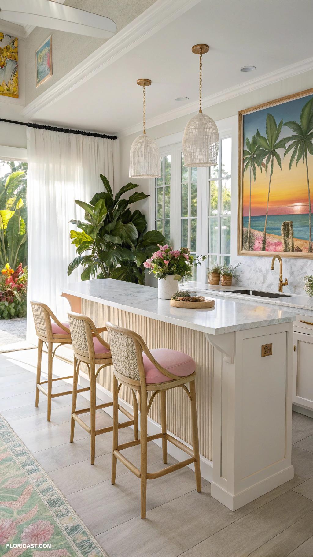 tropical kitchens Island style bar seating