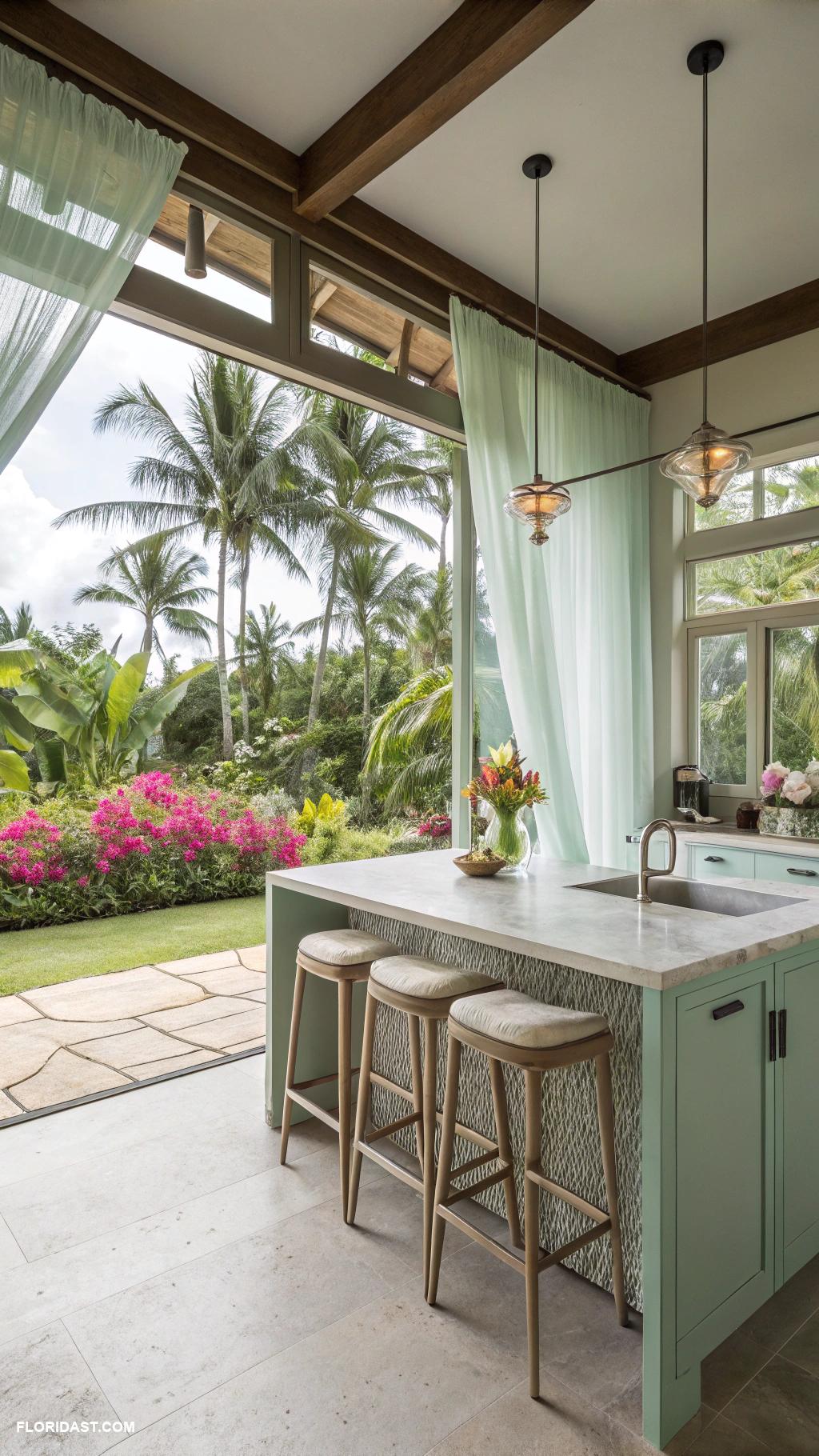 tropical kitchens Large windows for natural light