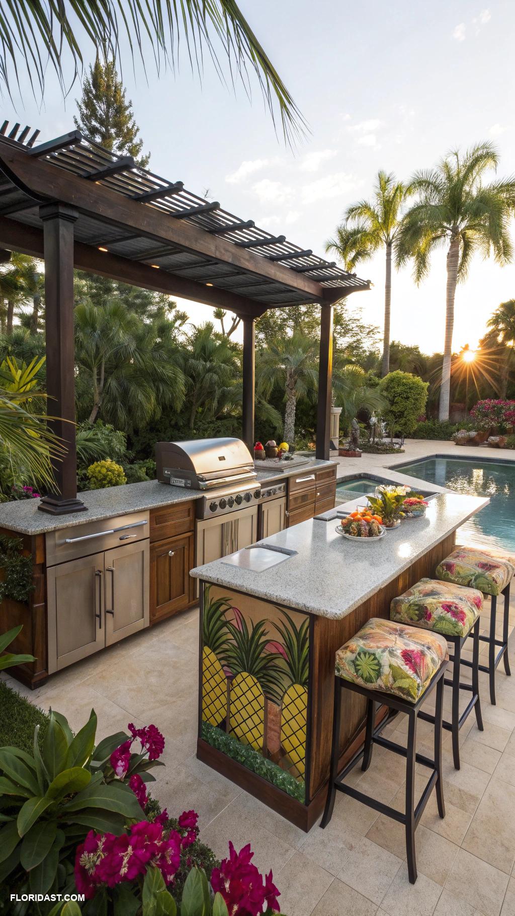 tropical kitchens Outdoor kitchen with tropical grill