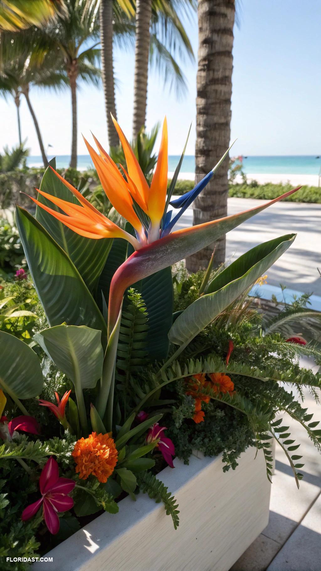 tropical planter ideas Bird of paradise for exotic flair