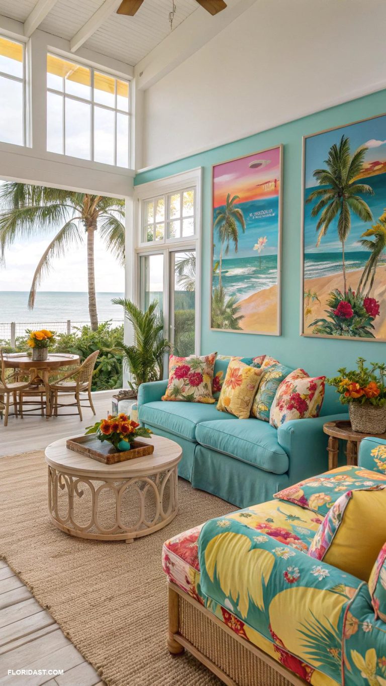beach house decor ideas Bright tropical colors for a cheerful vibe