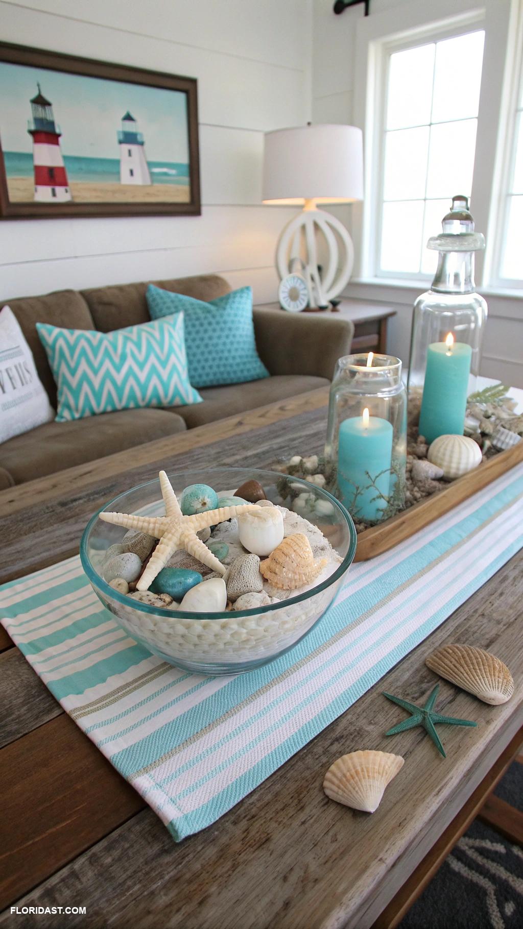 beach house decor ideas Nautical themed decor with seashell accents